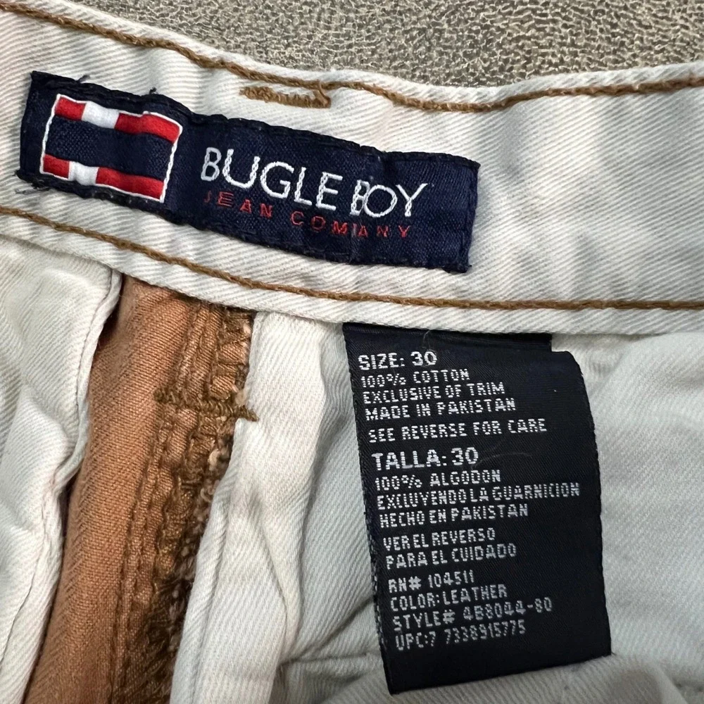 Bugle Boy Cargo Shorts Mens 30 Brown Leather Cotton Utility Multi Pocket Vintage